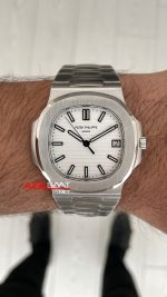 Patek Philippe Nautilus 5711 Beyaz Kadran 40mm Super Clone Swiss ETA Saat PP Factory