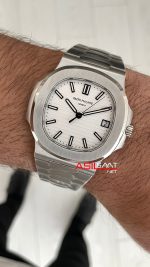 Patek Philippe Nautilus 5711 Beyaz Kadran 40mm Super Clone Swiss ETA Saat PP Factory