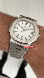 Patek Philippe Nautilus 5711 Beyaz Kadran 40mm Super Clone Swiss ETA Saat PP Factory