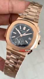 Patek Philippe Nautilus 5980 Chronograph Siyah Kadran Rose Super Clone Swiss ETA Saat GR Factory