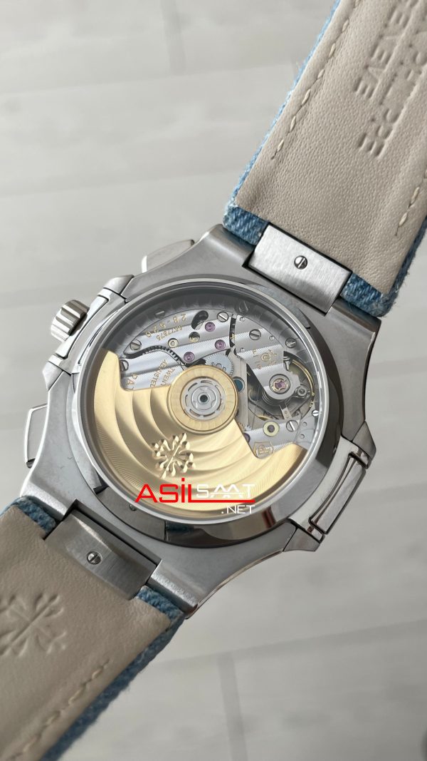Patek Philippe Nautilus 5980 Denim Flyback Chronograph Mavi Kadran Silver Super Clone Swiss ETA Saat GR Factory