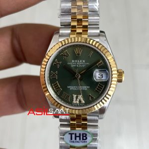 Rolex Datejust Green Diamond Dial 278273 Jubilee 31mm Lady Pırlantalı Zeytin Yeşili Kadran Two Tone Gold Super Clone Swiss ETA Saat THB Factory