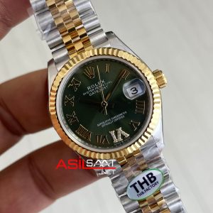 Rolex Datejust Green Diamond Dial 278273 Jubilee 31mm Lady Pırlantalı Zeytin Yeşili Kadran Two Tone Gold Super Clone Swiss ETA Saat THB Factory