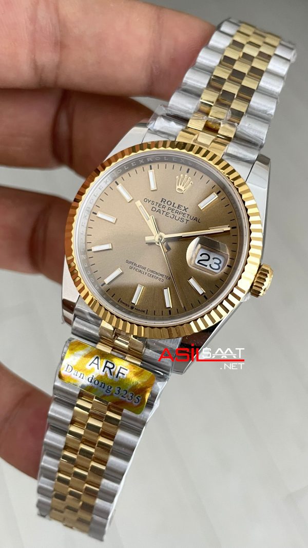 Rolex Datejust Şampanya 126333 Champagne Dial Jubilee Two Tone Gold 36mm Super Clone Swiss ETA Saat AR Factory