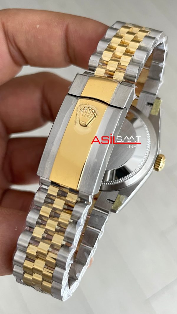 Rolex Datejust Siyah Taşlı 126333 Jubilee Black Diamond Dial Two Tone Gold 36mm Super Clone Swiss ETA Saat AR Factory