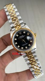 Rolex Datejust Siyah Taşlı 126333 Jubilee Black Diamond Dial Two Tone Gold 36mm Super Clone Swiss ETA Saat AR Factory