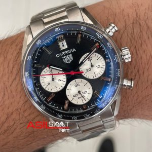 TAG Heuer Porsche Carrera Chronograph Siyah Panda 40mm Silver Replika Saat