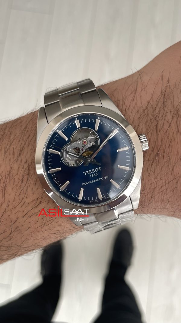 Tissot Gentleman Tourbillon PowerMatic 80 Open Heart Mavi 40mm Erkek Kol Saati