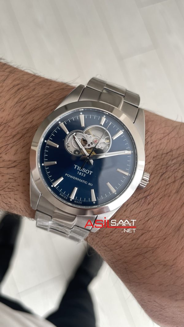 Tissot Gentleman Tourbillon PowerMatic 80 Open Heart Mavi 40mm Erkek Kol Saati