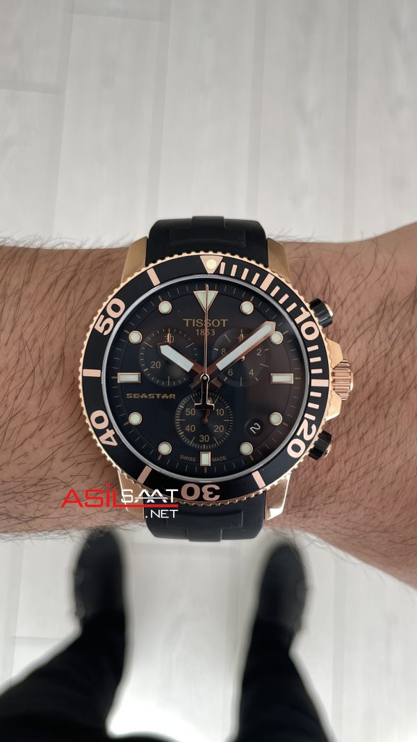 Tissot Seastar 1000 Chronograph Rose 45mm Siyah Kadran