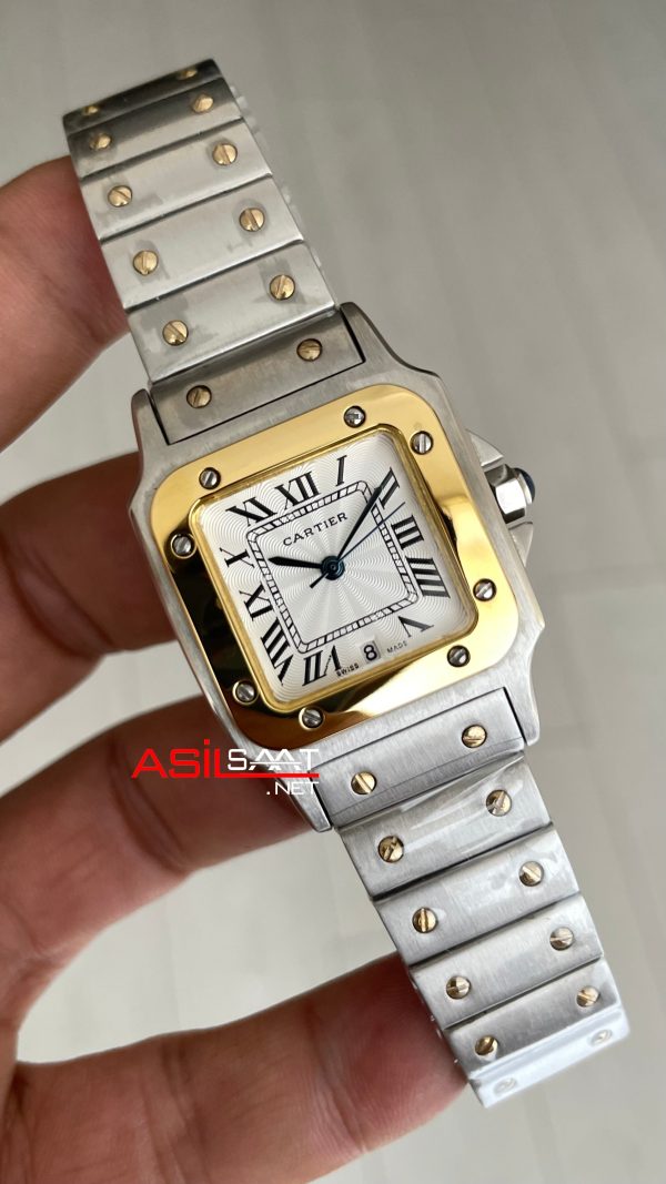 Cartier Santos Galbée Beyaz Kadran W20011C4 Two Tone Gold 29mm Kadın Kol Saati