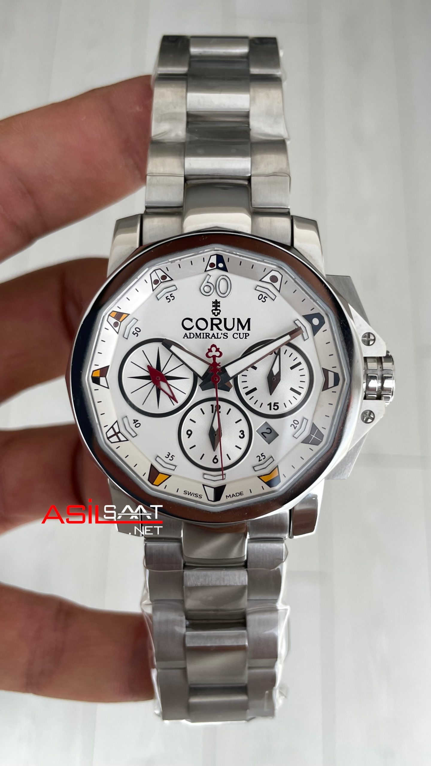 Corum Admiral's Cup Challenger 44mm Beyaz Kadran 7750 Swiss ETA Saat Corum Admiral's Cup Challenger 44mm Beyaz Kadran 7750 Swiss ETA Saat