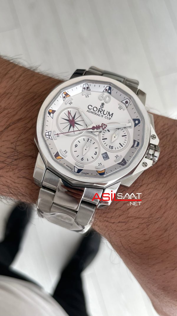 Corum Admiral's Cup Challenger 44mm Beyaz Kadran 7750 Swiss ETA Saat Corum Admiral's Cup Challenger 44mm Beyaz Kadran 7750 Swiss ETA Saat
