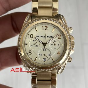 Michael Kors Blair MK5166 Gold Champagne 39mm Taşlı Bezel Kadın Kol Saati