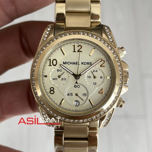 Michael Kors Blair MK5166 Gold Champagne 39mm Taşlı Bezel Kadın Kol Saati