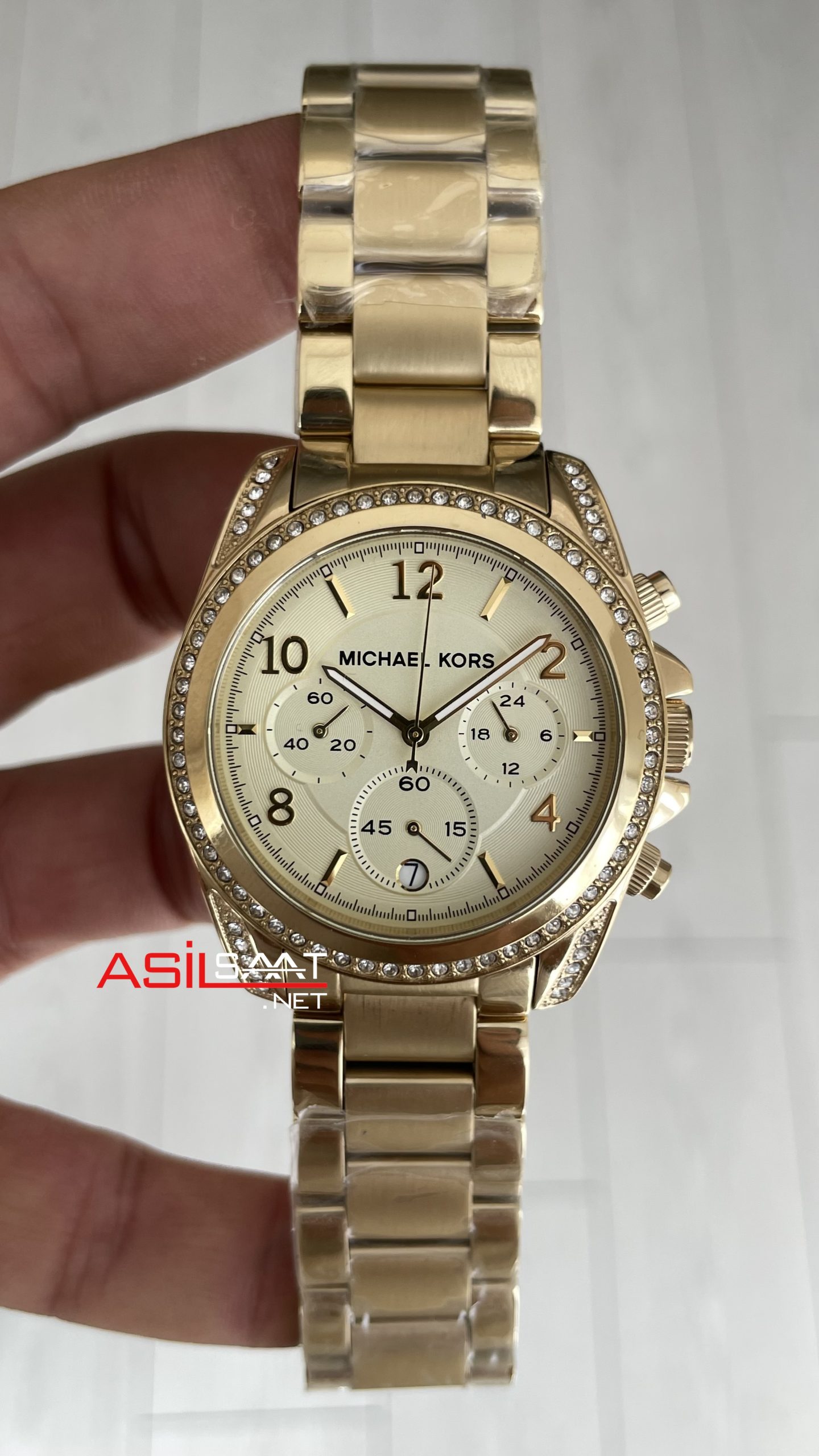 Michael Kors Blair MK5166 Gold Champagne 39mm Taşlı Bezel Kadın Kol Saati Michael Kors Blair MK5166 Gold Champagne 39mm Taşlı Bezel Kadın Kol Saati