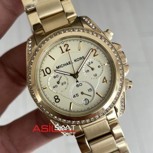 Michael Kors Blair MK5166 Gold Champagne 39mm Taşlı Bezel Kadın Kol Saati