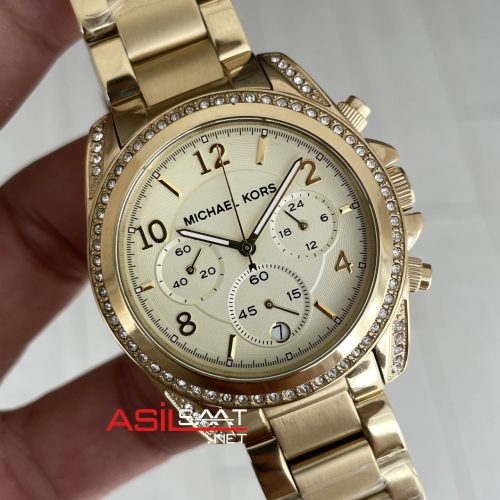 Michael Kors Blair MK5166 Gold Champagne 39mm Taşlı Bezel Kadın Kol Saati