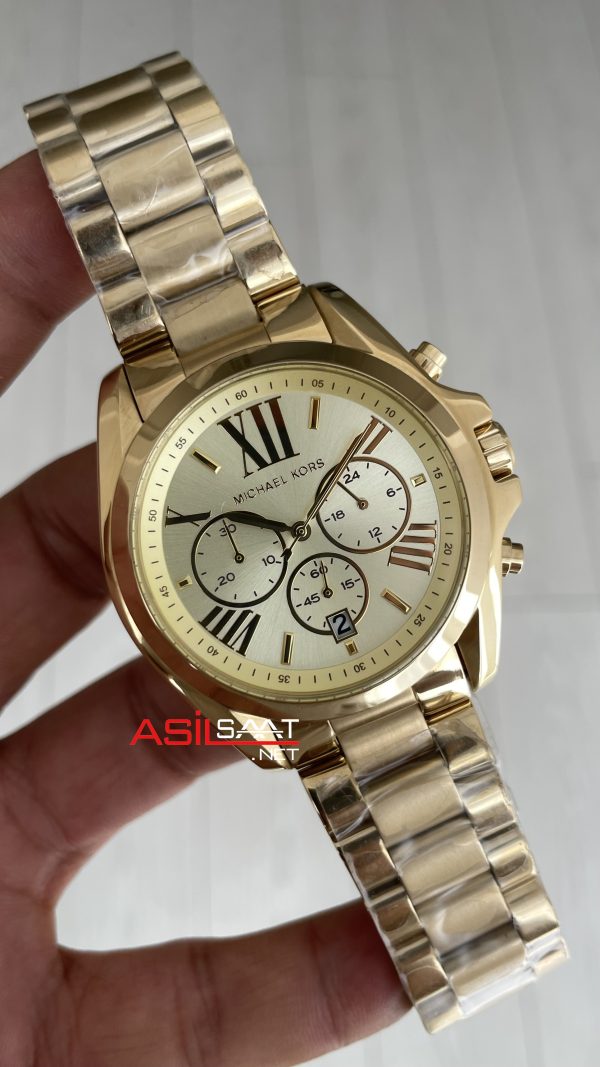 Michael Kors Brandshaw MK5605 Gold 42mm Champagne Kadın Kol Saati Michael Kors Brandshaw MK5605 Gold 42mm Champagne Kadın Kol Saati