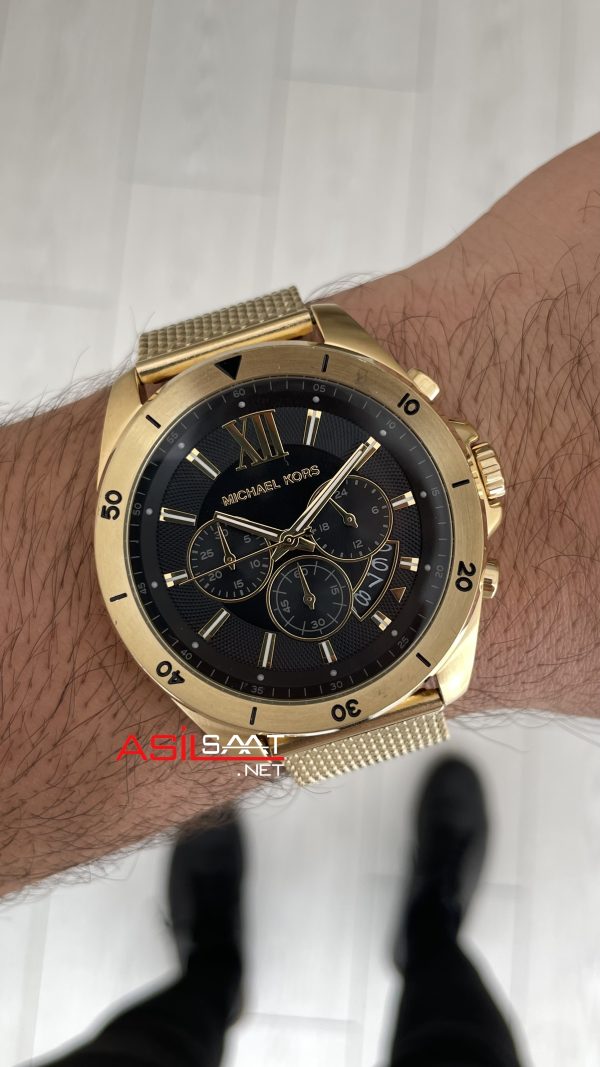 Michael Kors Brecken MK8867 Gold Siyah Kadran 45mm Erkek Kol Saati