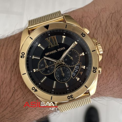 Michael Kors Brecken MK8867 Gold Siyah Kadran 45mm Erkek Kol Saati