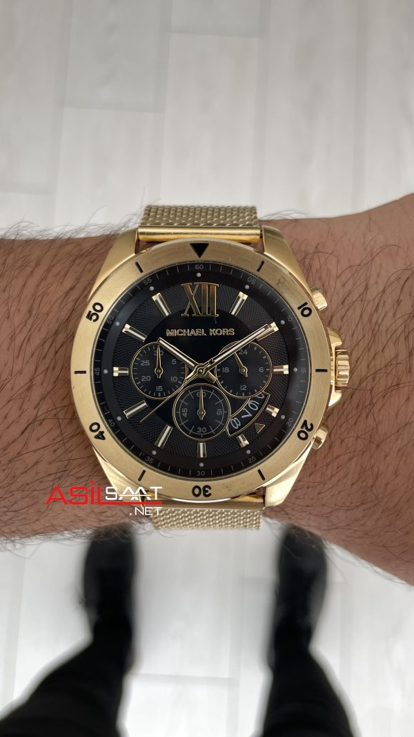 Michael Kors Brecken MK8867 Gold Siyah Kadran 45mm Erkek Kol Saati