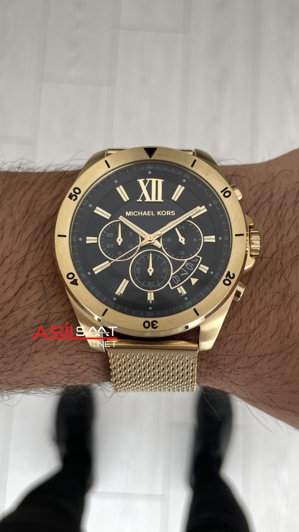 Michael Kors Brecken MK8867 Gold Siyah Kadran 45mm Erkek Kol Saati