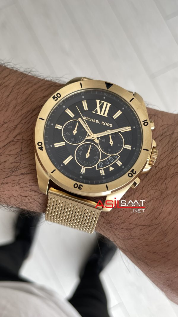 Michael Kors Brecken MK8867 Gold Siyah Kadran 45mm Erkek Kol Saati