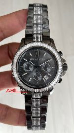 Michael Kors Everest MK6974 Taşlı Bezel 42mm Siyah Kadın Kol Saati