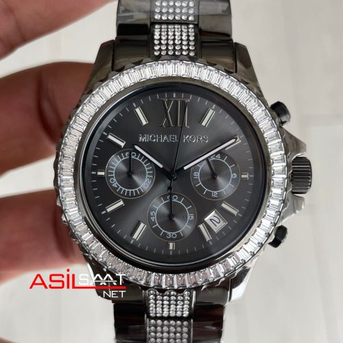 Michael Kors Everest MK6974 Taşlı Bezel 42mm Siyah Kadın Kol Saati