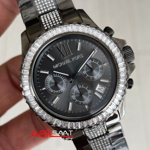 Michael Kors Everest MK6974 Taşlı Bezel 42mm Siyah Kadın Kol Saati