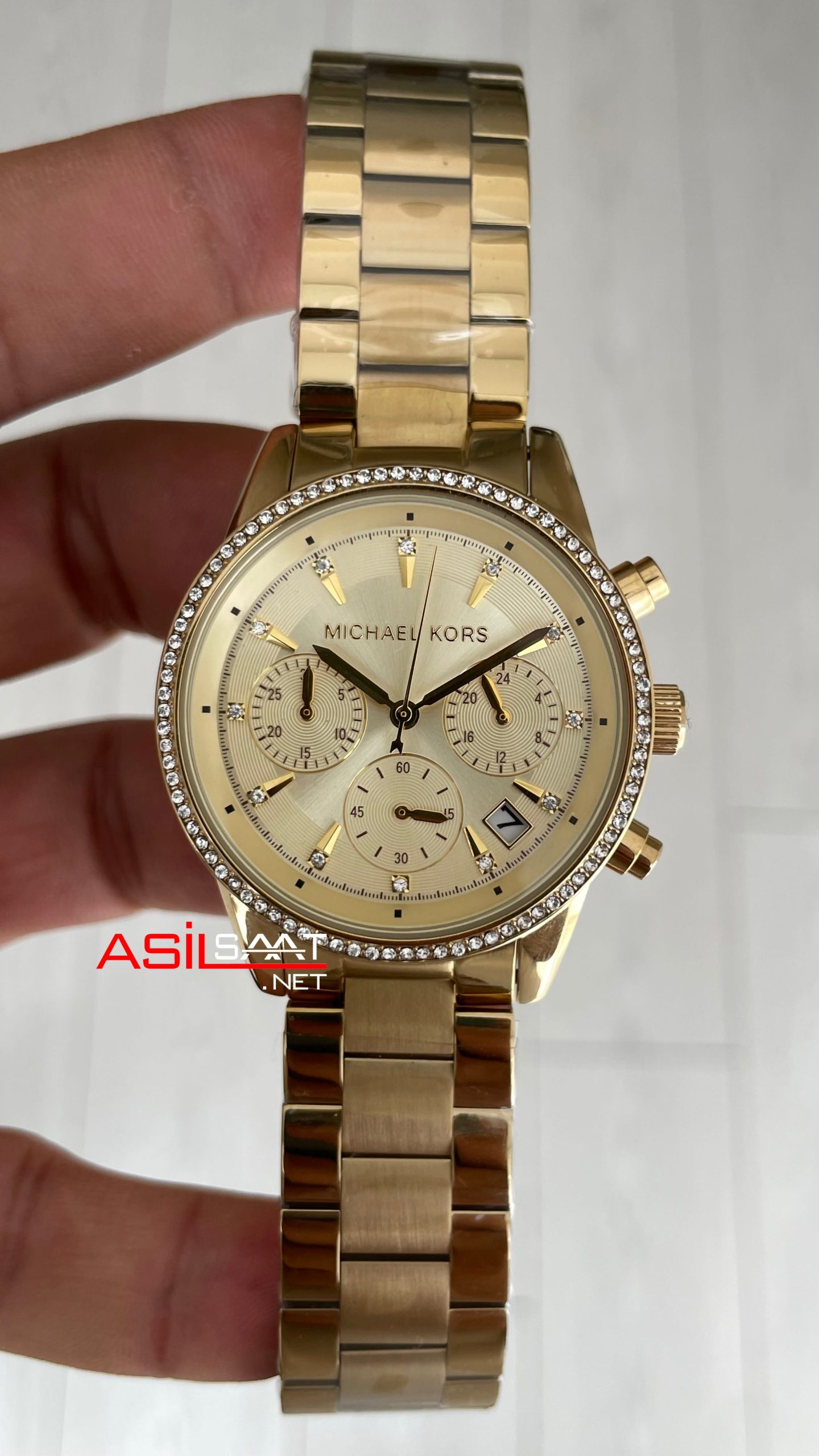 Michael Kors Ritz MK6356 Gold Champagne 37mm Taşlı Bezel Kadın Kol Saati