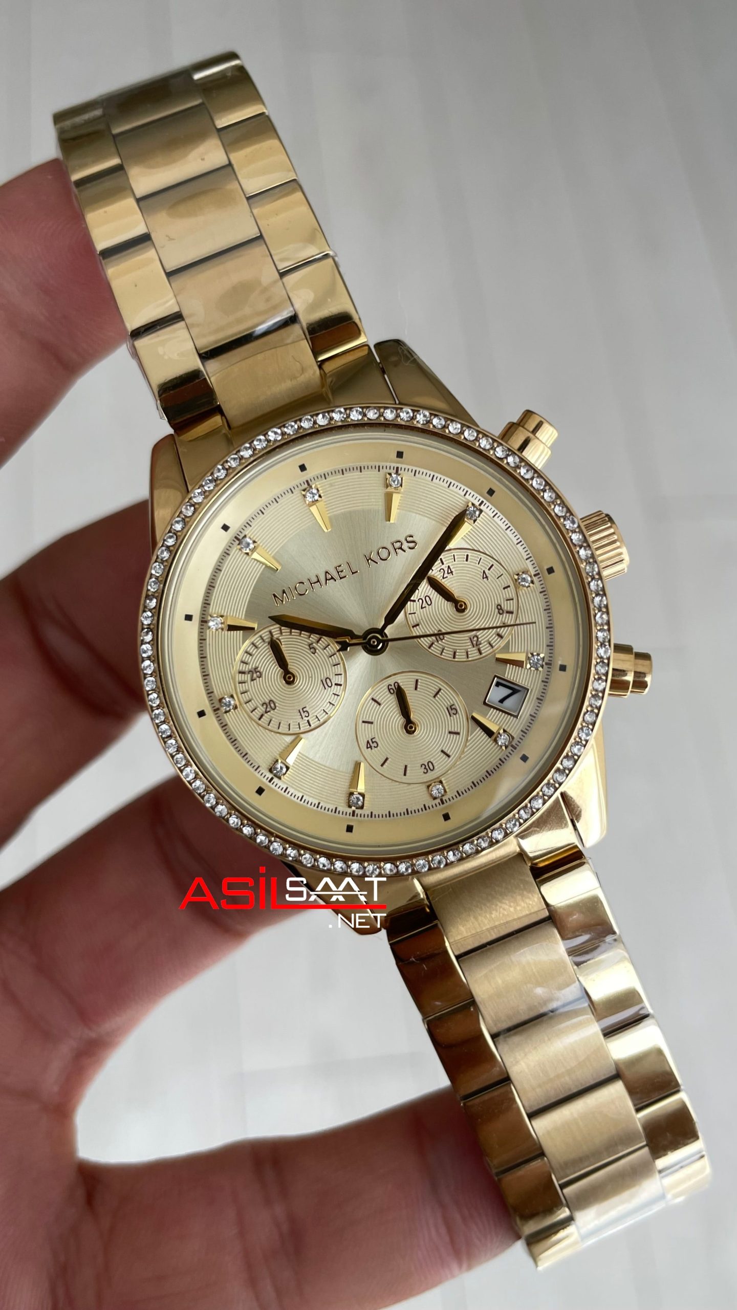 Michael Kors Ritz MK6356 Gold Champagne 37mm Taşlı Bezel Kadın Kol Saati