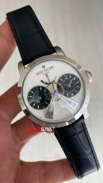 Patek Philippe Geneve Dual Time 40mm Silver Beyaz Kadran Replika Saat