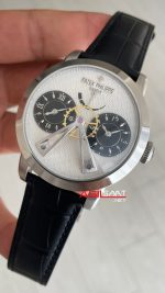 Patek Philippe Geneve Dual Time 40mm Silver Beyaz Kadran Replika Saat