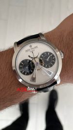 Patek Philippe Geneve Dual Time 40mm Silver Beyaz Kadran Replika Saat