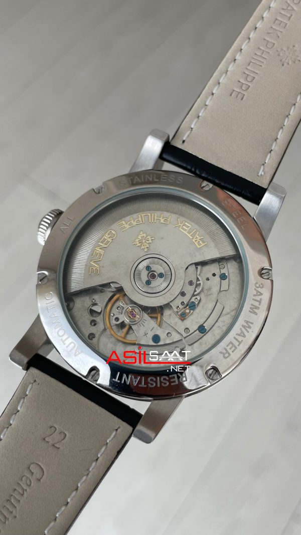 Patek Philippe Geneve Dual Time 40mm Silver Beyaz Kadran Replika Saat