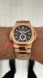 Patek Philippe Nautilus 5726 Annual Calendar Moonphase Rosegold Gri Kadran