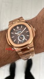 Patek Philippe Nautilus 5726 Annual Calendar Moonphase Rosegold Kahverengi Kadran