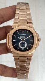 Patek Philippe Nautilus 5726 Annual Calendar Moonphase Rosegold Mavi Kadran