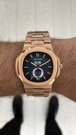 Patek Philippe Nautilus 5726 Annual Calendar Moonphase Rosegold Mavi Kadran