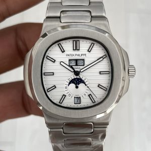 Patek Philippe Nautilus 5726 Annual Calendar Moonphase Silver Beyaz Kadran