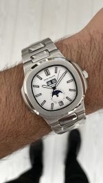 Patek Philippe Nautilus 5726 Annual Calendar Moonphase Silver Beyaz Kadran