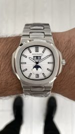 Patek Philippe Nautilus 5726 Annual Calendar Moonphase Silver Beyaz Kadran