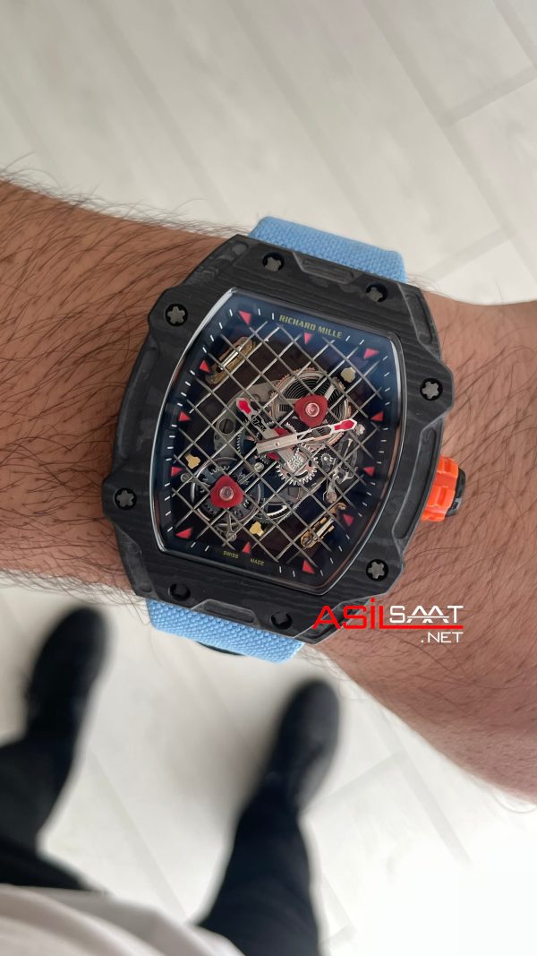Richard Mille Rafael Nadal RM27-04 Carbon Tourbillon Skeleton Mavi Richard Mille Rafael Nadal RM27-04 Carbon Tourbillon Skeleton Mavi
