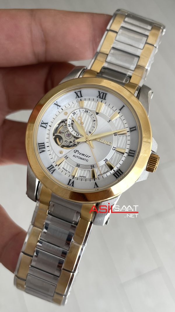 Seiko Premier Open Heart 42mm Beyaz Kadran Two Tone Gold 4R39 Kalibre