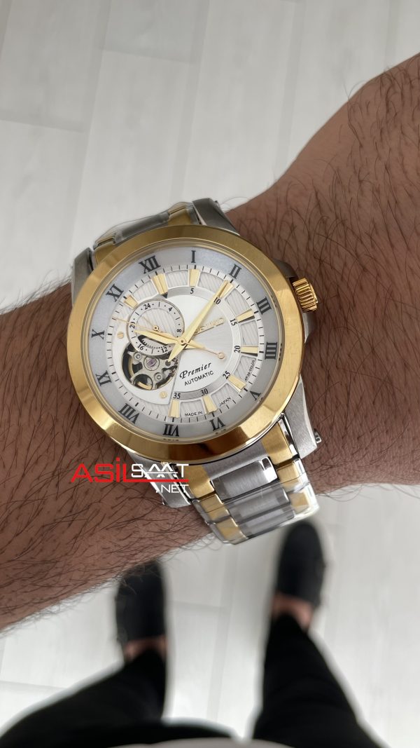 Seiko Premier Open Heart 42mm Beyaz Kadran Two Tone Gold 4R39 Kalibre