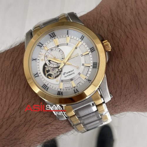 Seiko Premier Open Heart 42mm Beyaz Kadran Two Tone Gold 4R39 Kalibre