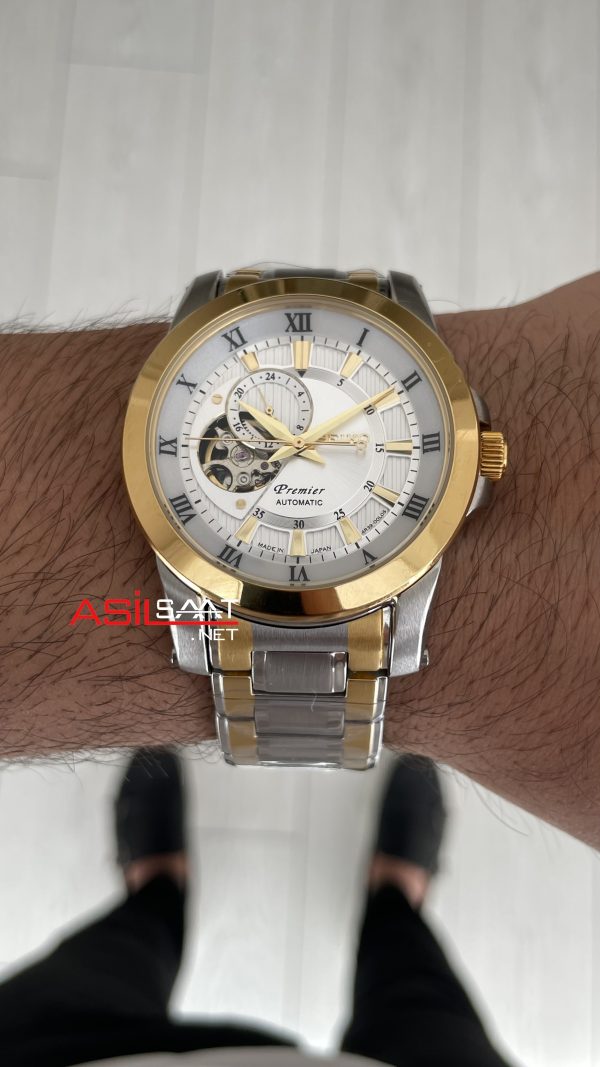 Seiko Premier Open Heart 42mm Beyaz Kadran Two Tone Gold 4R39 Kalibre