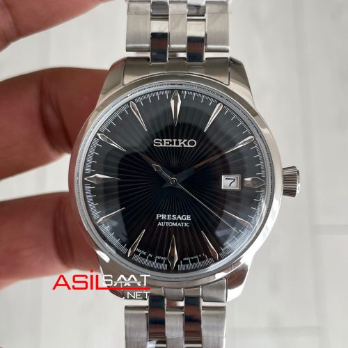 Seiko Presage Siyah Kadran Silver 40mm Replika Saat